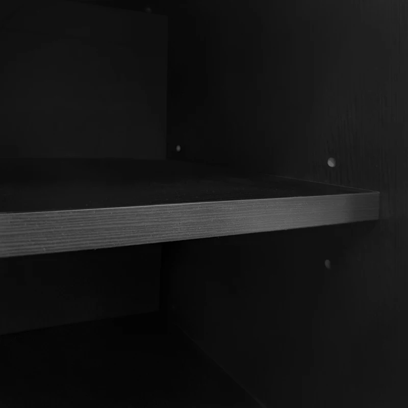 Modern Entryway Shoe Bench Storage Cabinet with Adjustable Shelves, Soft Storage Organiser Unit with Metal Handles, 100L x 34W x 69H cm, Black