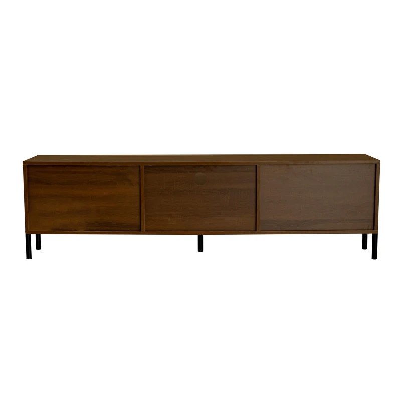 Modern TV Cabinet with Wave-Shaped Doors, Minimalist Media Console for Living Room, 160L x 35W x 46H cm, Natural