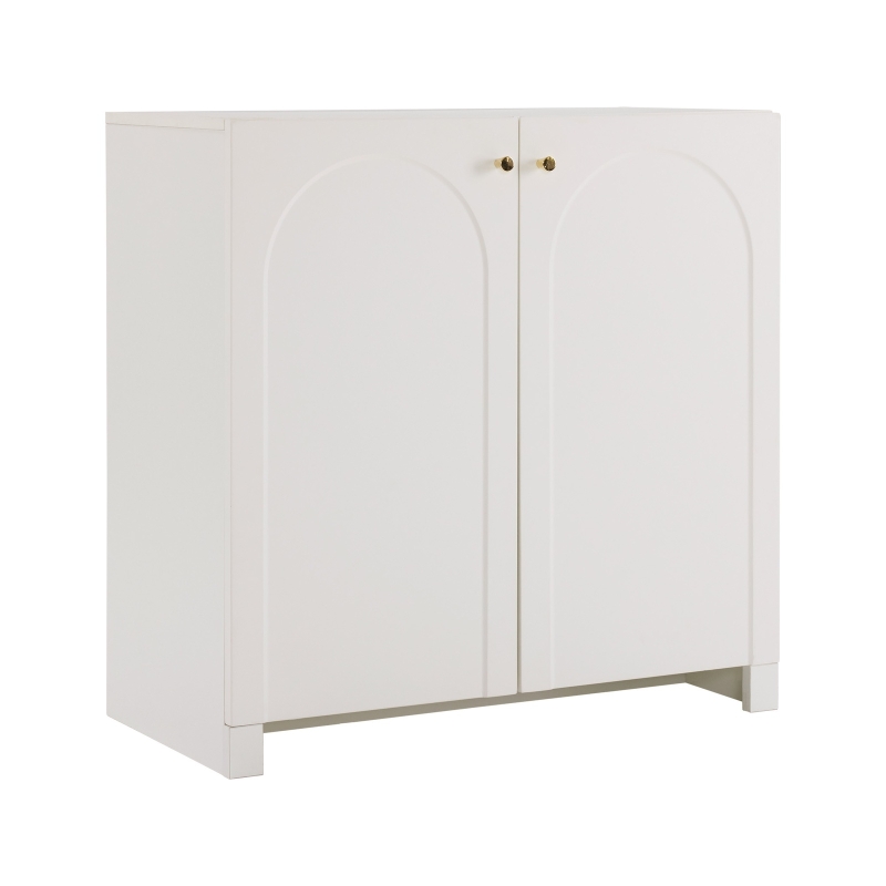 Modern Wooden Buffet Sideboard Storage Cabinet with 2 Doors, Freestanding Kitchen Cupboard with Adjustable Shelf, 80L x 40W x 80H cm, White