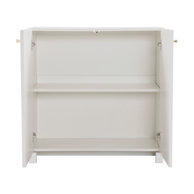 Modern Wooden Buffet Sideboard Storage Cabinet with 2 Doors, Freestanding Kitchen Cupboard with Adjustable Shelf, 80L x 40W x 80H cm, White