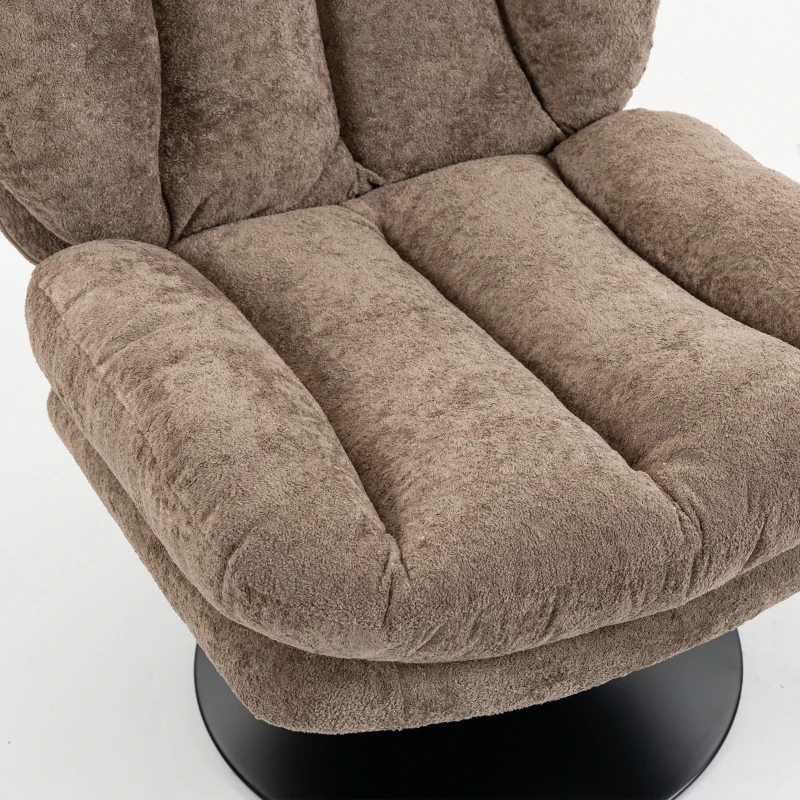 HOMCOM Loungestoel met hocker, 360° draaibaar, van fluweellook met druppelstructuur, in hoogte verstelbare voetenbank, bruin