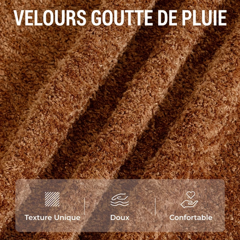 HOMCOM Fauteuil de Salon avec Repose-Pied Réglable, Fauteuil d'Appoint Capitonné en Velours Effet Motifs Gouttes d'Eau, Marron