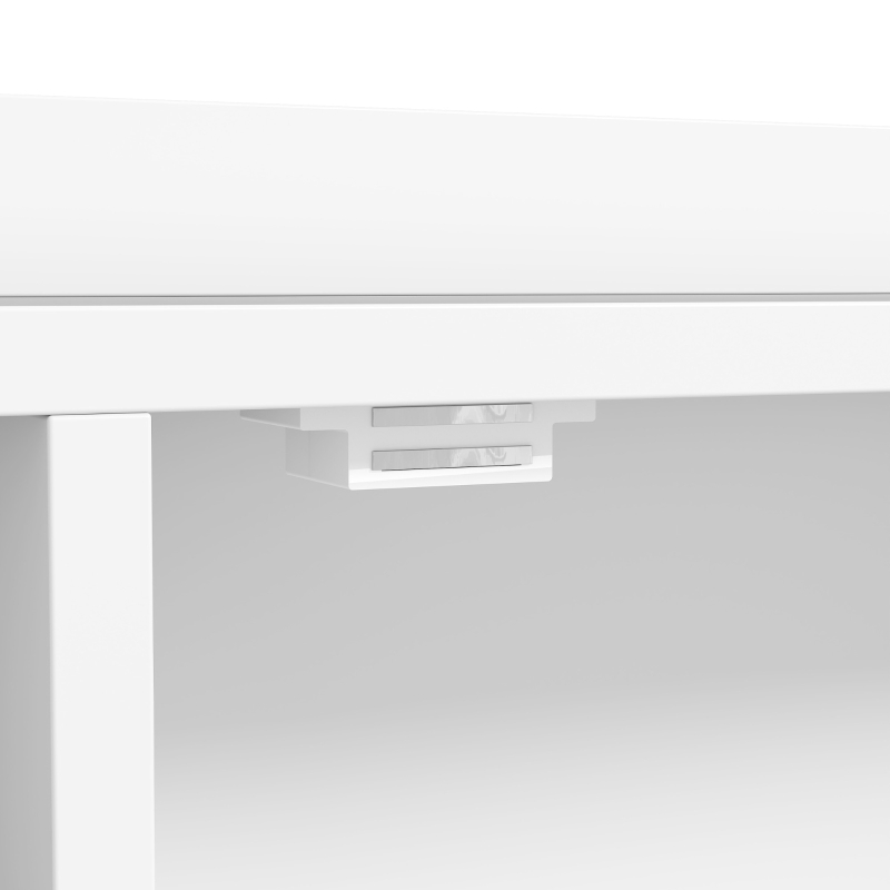 HOMCOM Kaptafel met LED-spiegel, 2 lades, open vakken en 8 haken, wit