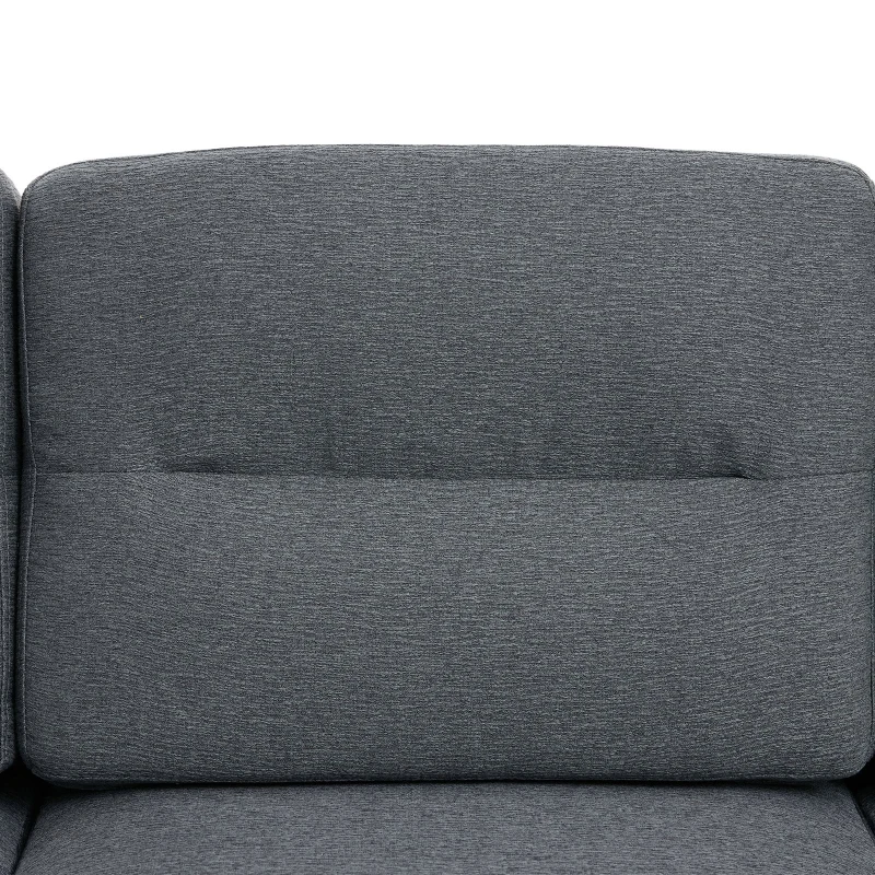 L-Shaped Sectional Sofa with Movable Chaise and Storage Pockets, Modular 3-Seater Corner Sofa for Living Room, 204L × 136W × 80H cm, Grey