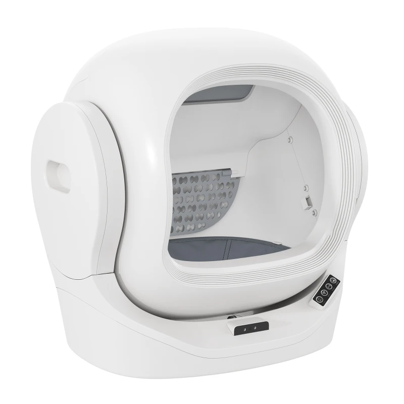 Self-Cleaning Cat Litter Box with App Control and 8L Waste Bin, Automatic Cat Litter Tray for One to Two Cats, 53L x 45.5W x 56.5H cm, White