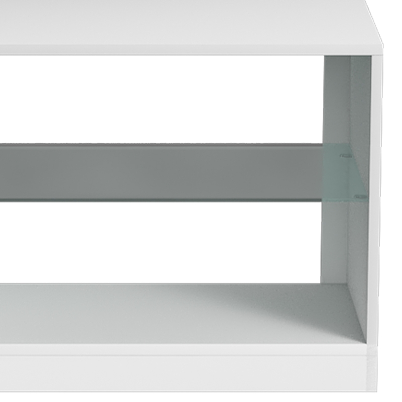 HOMCOM TV Stand Cabinet with LED Lights and Remote Control for TVs up to 65", Entertainment Centre with Storage Shelves, White