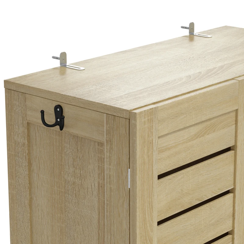 HOMCOM Meuble WC dessus de toilette/machine à laver avec placard à porte double, portes à persiennes, 67x31,5x190cm, chêne