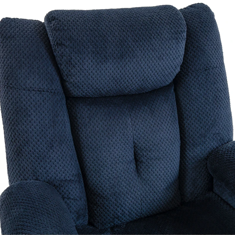 HOMCOM Sillón Elevador Eléctrico Masaje por Vibración y Calor, Sillón Relax Eléctrico en Terciopelo, Respaldo Inclinable Azul