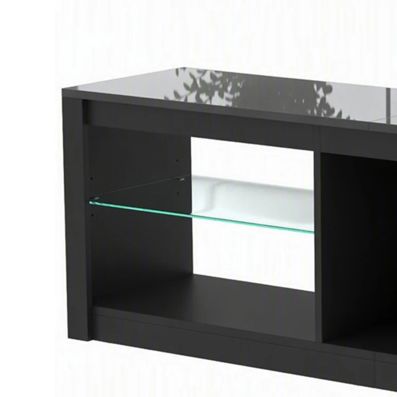 HOMCOM TV Stand Cabinet with LED Lights and Remote Control for TVs up to 65", Entertainment Centre with Storage Shelves, Black