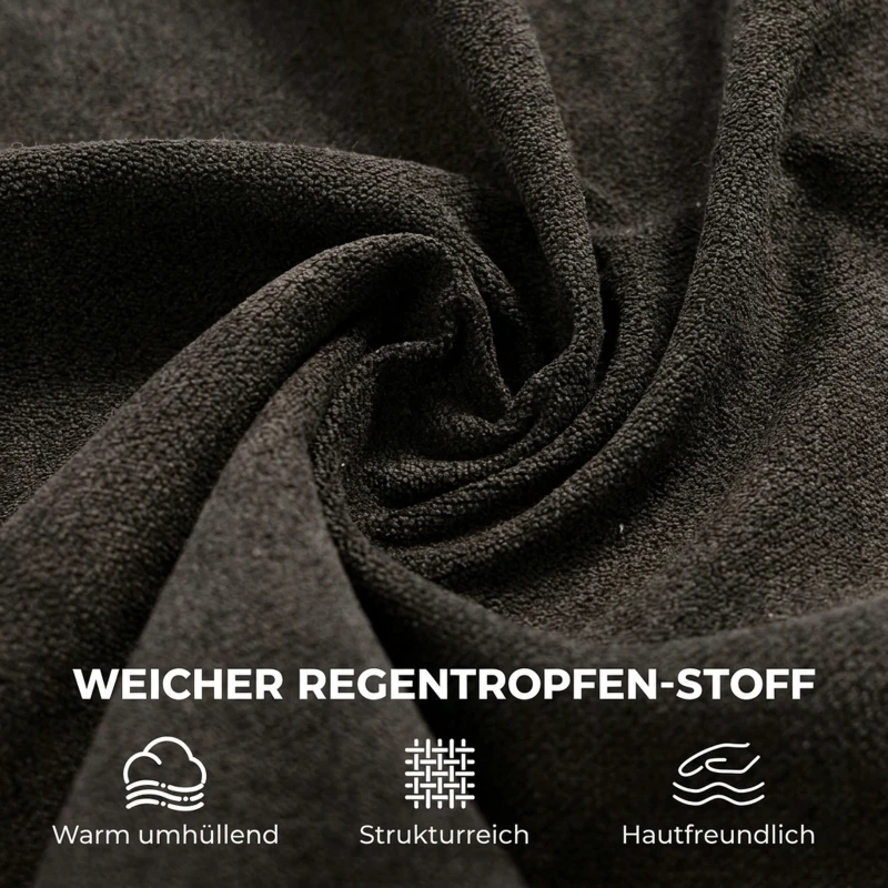 HOMCOM Polster-Schaukelstuhl mit verstellbarer Kopfstütze, Velours in Regentropfen-Optik, Gestell aus Gummibaumholz, Dunkelgrau