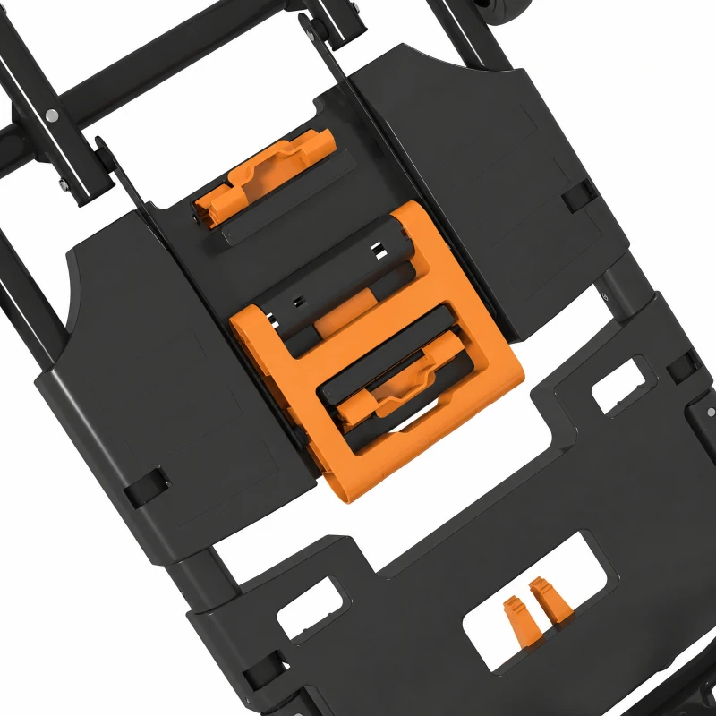 HOMCOM Steel 2-in-1 Folding Hand Truck on Wheels,  Foldable Trolley with Foldable Base, 120kg, Black and Orange
