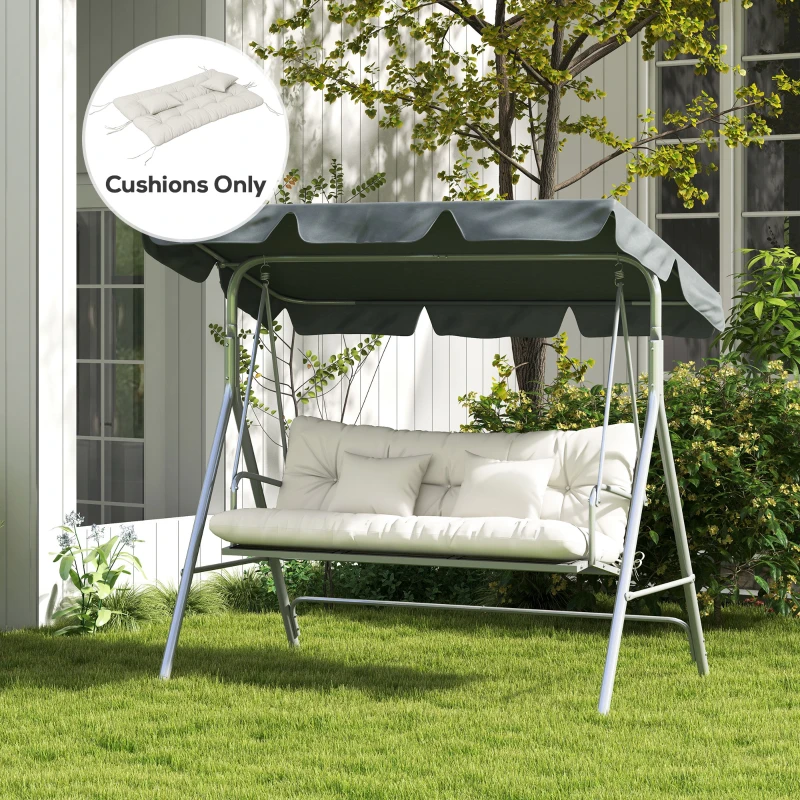 Outsunny Back and Seat Cushion Replacement with 2 Pillows, Patio Chair Cushions Set with Ties, White