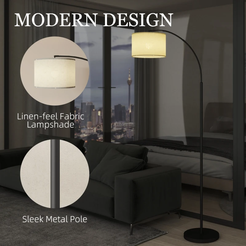 HOMCOM Lámpara de Pie LED Regulable con 11 Temperaturas de Color y Niveles de Brillo Pantalla Ajustable Control Remoto Negro