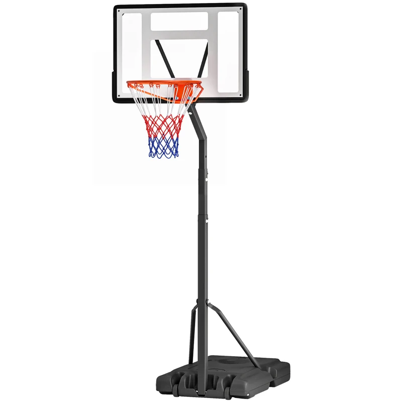 HOMCOM Canestro Basket per Adulti con Altezza Regolabile 302-352cm, Struttura in Acciaio, PE e PVC, Nero