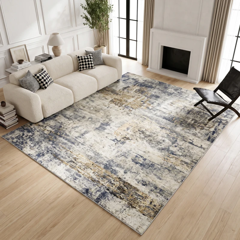HOMCOM Alfombra de salón, poliéster, patrón artístico moderno, lavable, gris