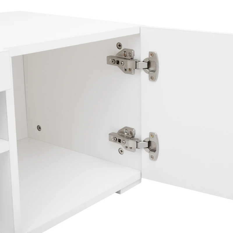 Modern TV Unit with Adjustable LED and USB, Spacious Storage Cabinet for Living Room, 240L x 38.5W x 35.5H cm, White