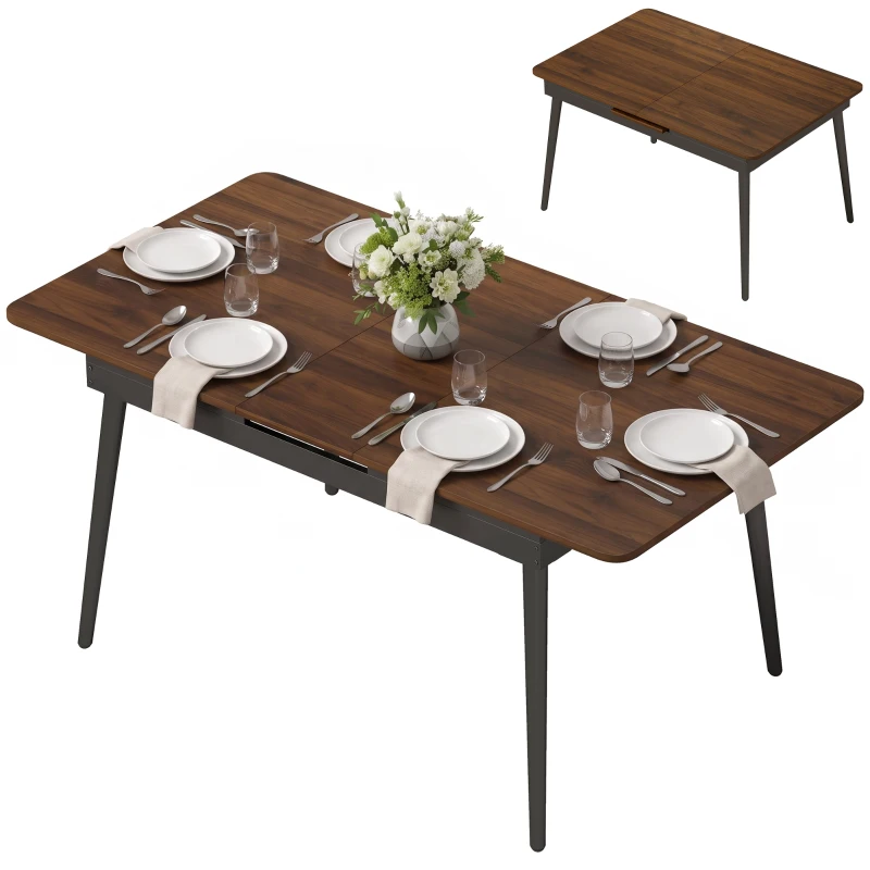 HOMCOM Masă extensibilă de dining, 130-160 cm, finisaj nuc deschis