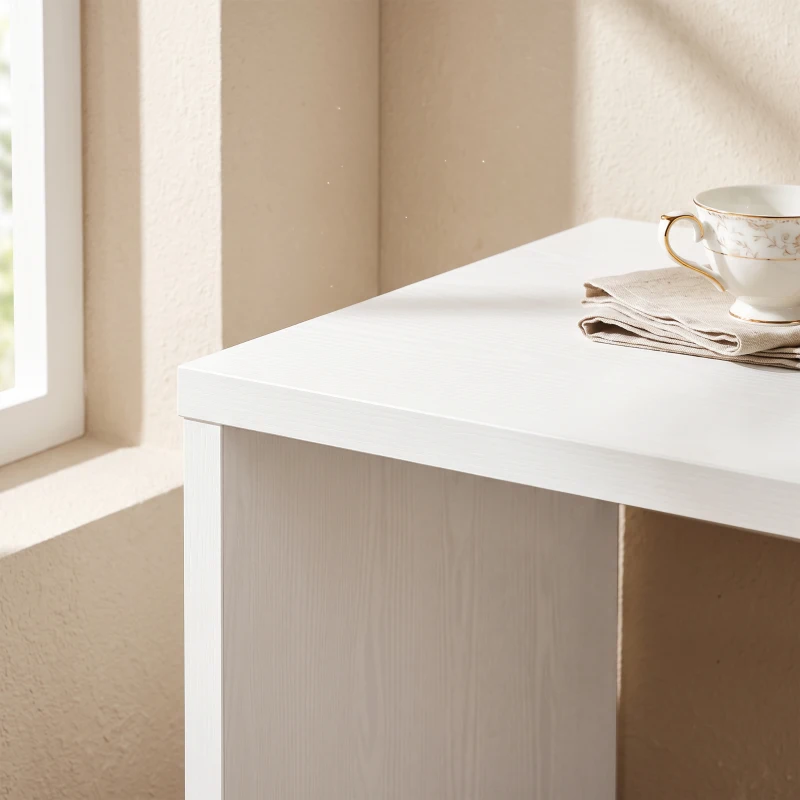HOMCOM Computer Desk with Drawer, 120 cm Reversible Office Desk, Cabinet, Adjustable Shelf, Thick Top, White