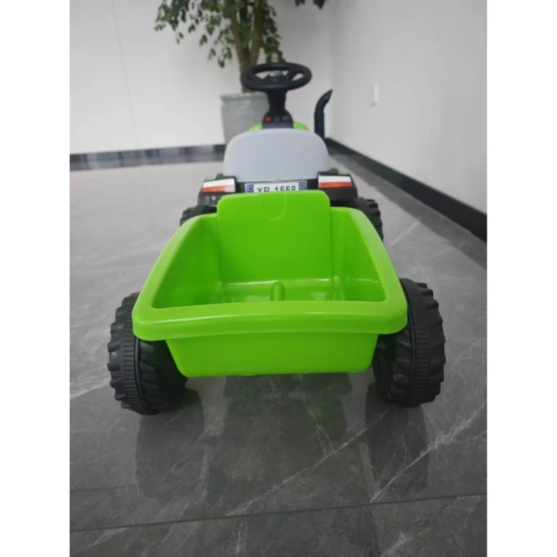 AIYAPLAY Tractor Eléctrico para Niños con Remolque Desmontable 6V Luces Música Claxon Pedal para Niños 1-3 Años 2,5 km/h Verde