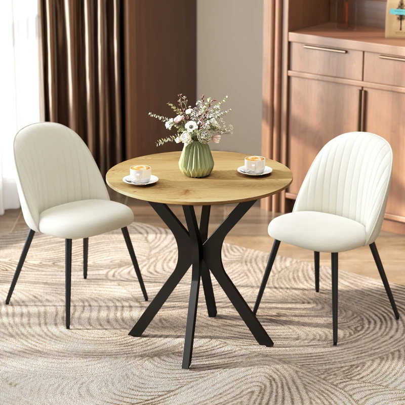 HOMCOM Esstisch Küchentisch Runder Tisch, Modernes Design, 78 cm x 78 cm x 75 cm, Naturholz