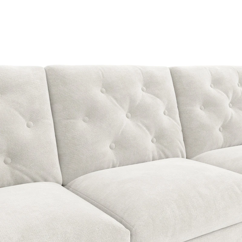Modern Velvet L-Shaped Sectional Sofa with Storage Chaise and Tufted Back, Soft Corner Couch with Reversible Corner, 281L x 132W x 86H cm, BeigeStorage Chaise