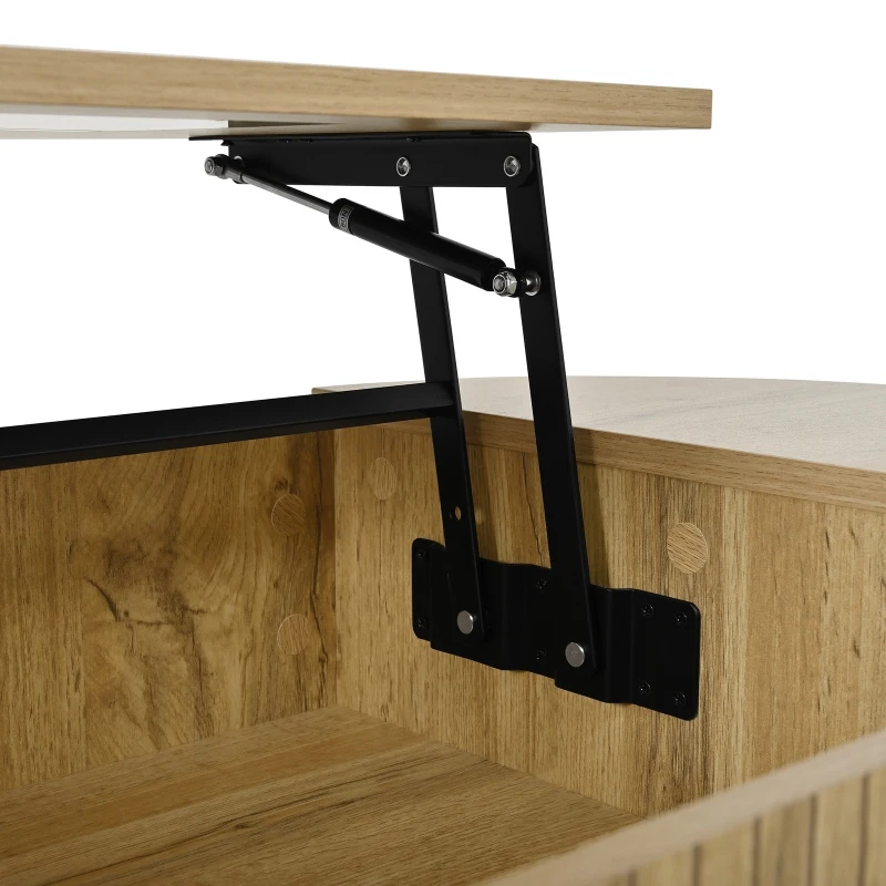 Modern Height-Adjustable Coffee Table with Storage and Sliding Doors, Space-Saving Storage Table for Apartments, 100L x 50W x 40.5H cm, Wood