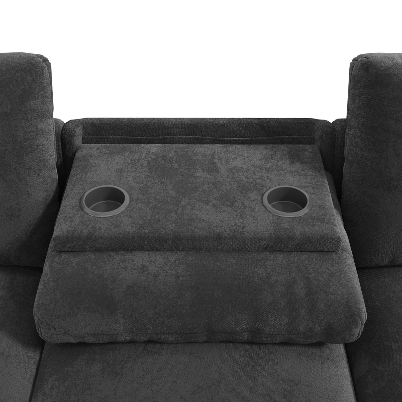 L-Shaped Sofa Bed with USB/USB-C Ports and Pull-Out Sleeper, Soft Reversible Corner Couch with Hidden Chaise Storage, 200L x 137W x 85H cm, Grey