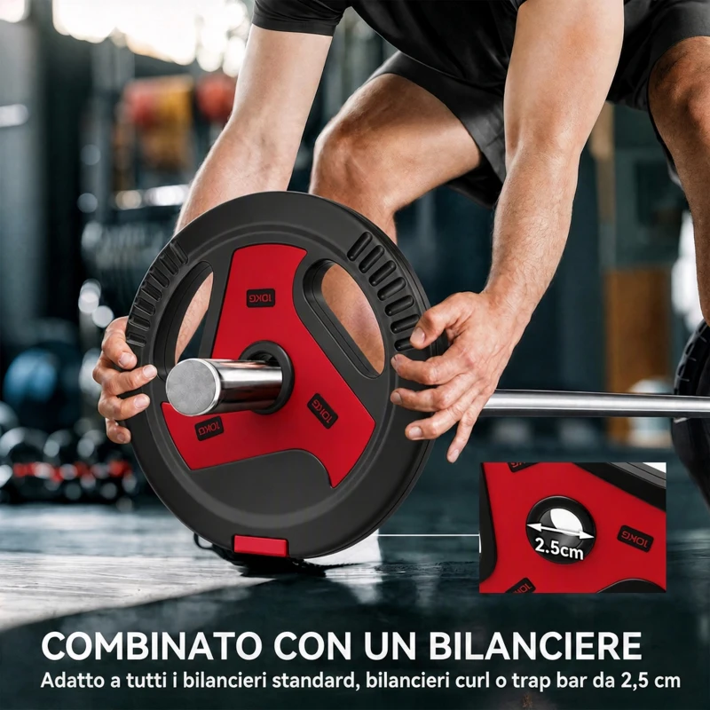 SPORTNOW Dischi Pesi Palestra, Set 4 Pezzi, 30kg, Foro 2.5cm, Nero