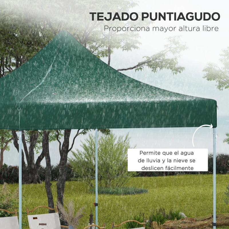Outsunny Techo de Repuesto para Carpa Plegable de Tela Oxford 3x3 m con Techo Puntiagudo Impermeable y Anti-UV Verde Oscuro