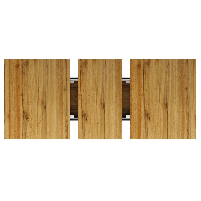 Modern Extendable Dining Table with Grooved Support Legs, Space-Saving Kitchen Table for Flats and Dining Rooms, 120L x 80W x 76H cm, Oak
