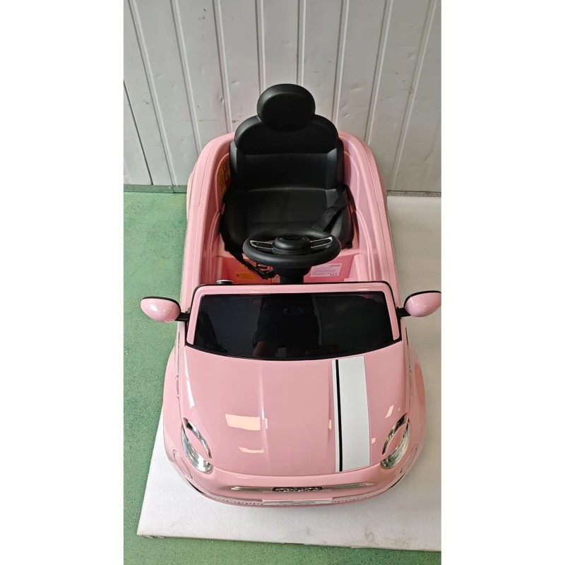AIYAPLAY Carro Elétrico Infantil 12V Fiat 500, Bateria de Lítio, 2 Motores, Controlo Remoto, 3-6 Anos, Rosa