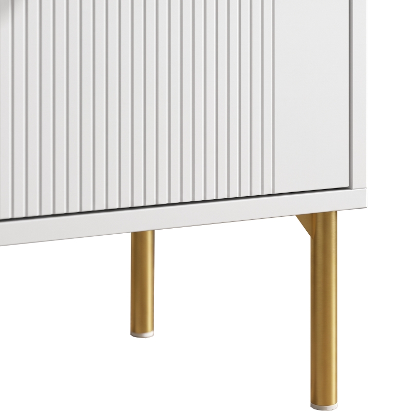 HOMCOM Buffet para Sala, Móvel de Arrumação com 2 Portas, 2 Gavetas, Prateleiras Reguláveis e Pés em Metal, 80 x 39 x 86 cm, Branco