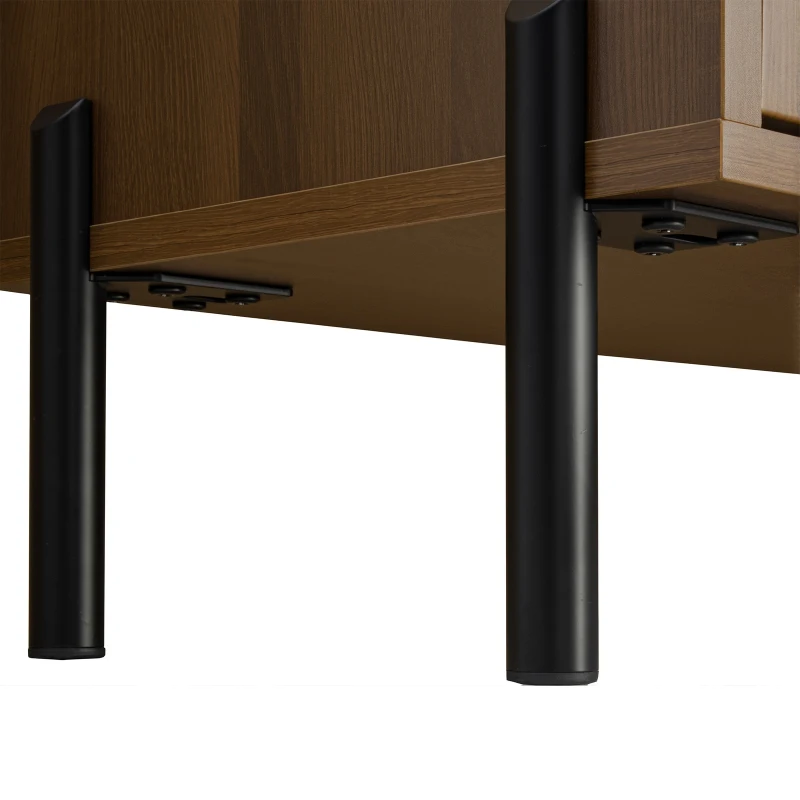 Modern TV Cabinet with Wave-Shaped Doors, Minimalist Media Console for Living Room, 160L x 35W x 46H cm, Natural