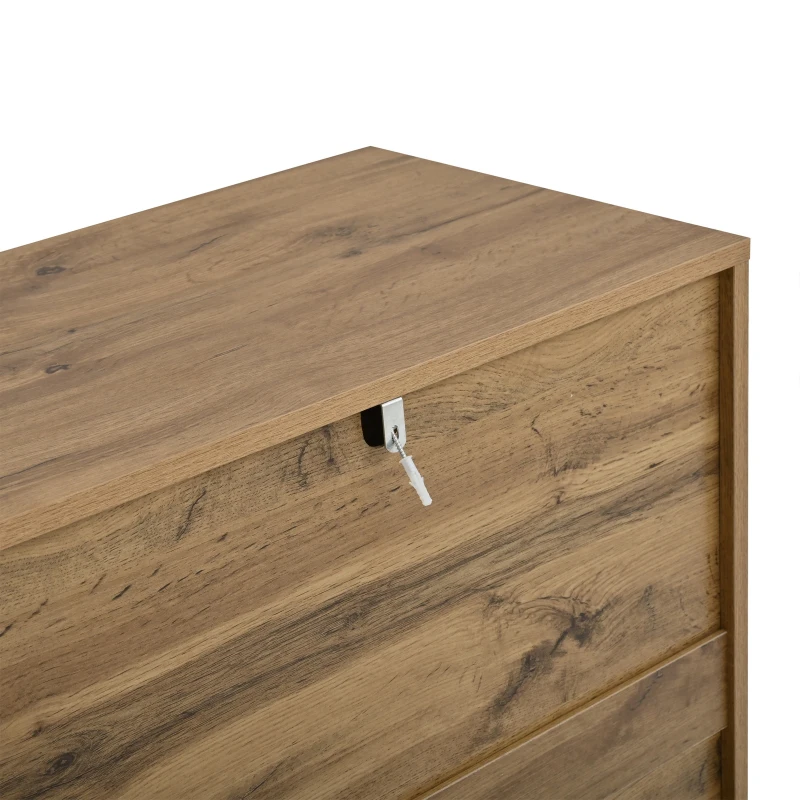 Modern Sideboard with 6 Ventilated Openwork Drawers, Practical Storage Cabinet for Hallway and Living Room, 120L x 40W x 81H cm, Natural