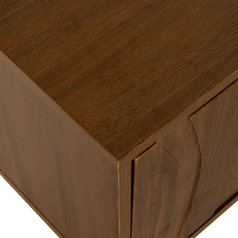 Modern TV Cabinet with Wave-Shaped Doors, Minimalist Media Console for Living Room, 160L x 35W x 46H cm, Natural