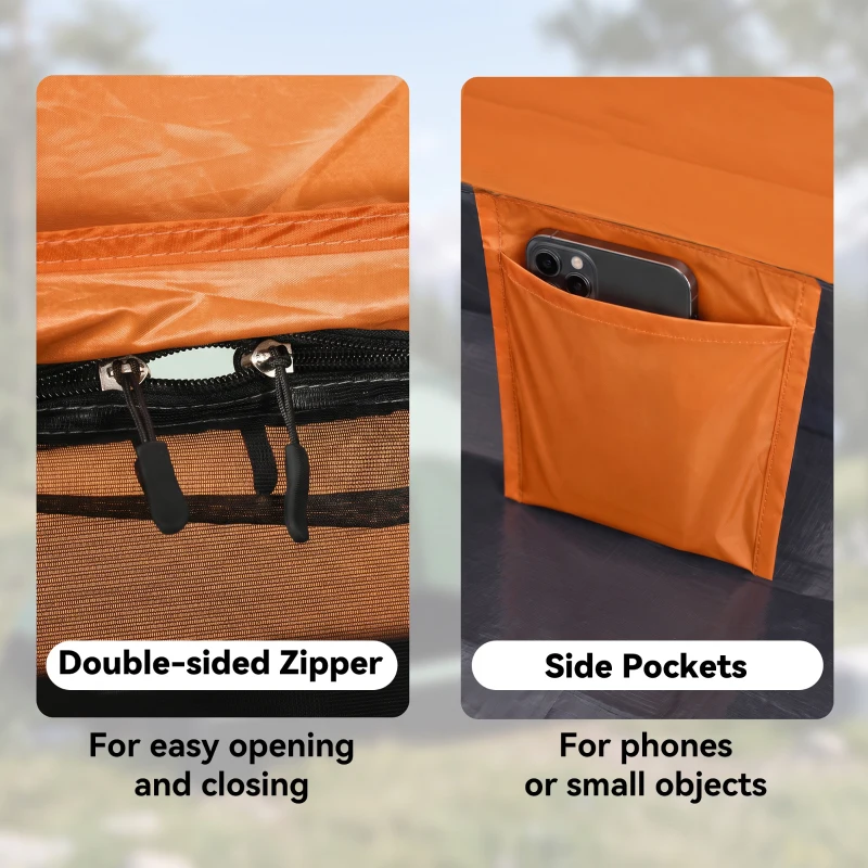 Outsunny 2 Person Camping Tent, Dome Tent with Zipped Doors, Storage Pocket, Portable Handy Bag, Orange