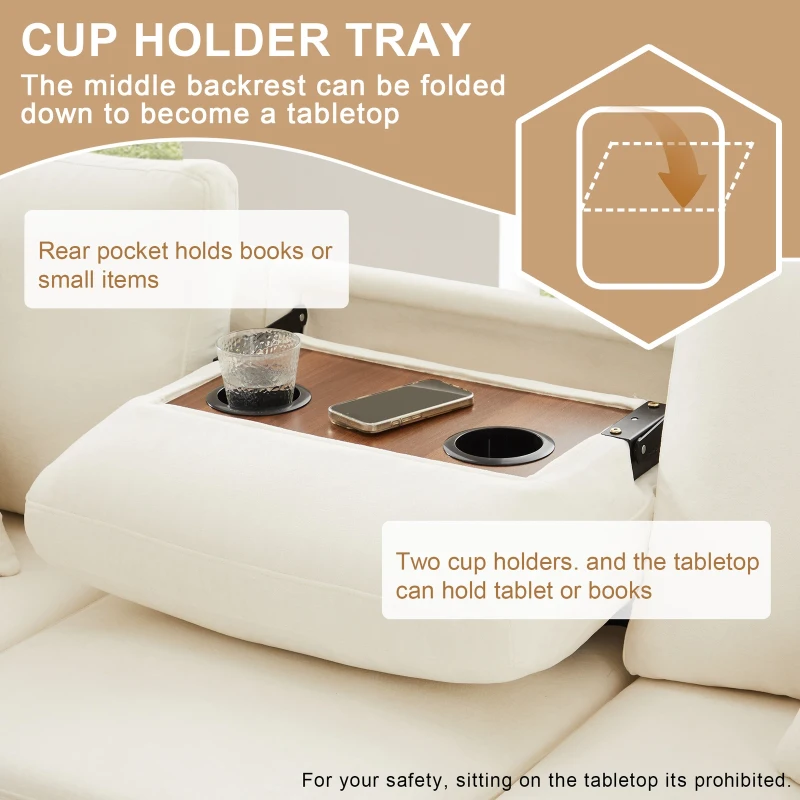 Modern Corner Sofa Bed with Reading Lamp and Fold-Out Cup Holder Table, Soft Pull-Out Sleeper Couch with Ottoman, 205L x 205W x 85H cm, Beige