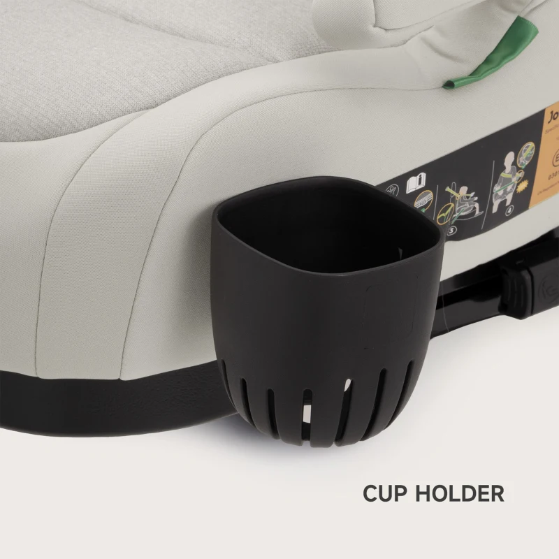 Safe ISOFIX Car Booster Seat with ECE R129 i-Size and Cup Holder, Portable Travel Booster Cushion for Kids and Vehicles, 40L x 42W x 17H cm, Grey