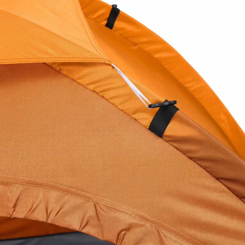 Outsunny 2 Person Camping Tent, Dome Tent with Zipped Doors, Storage Pocket, Portable Handy Bag, Orange