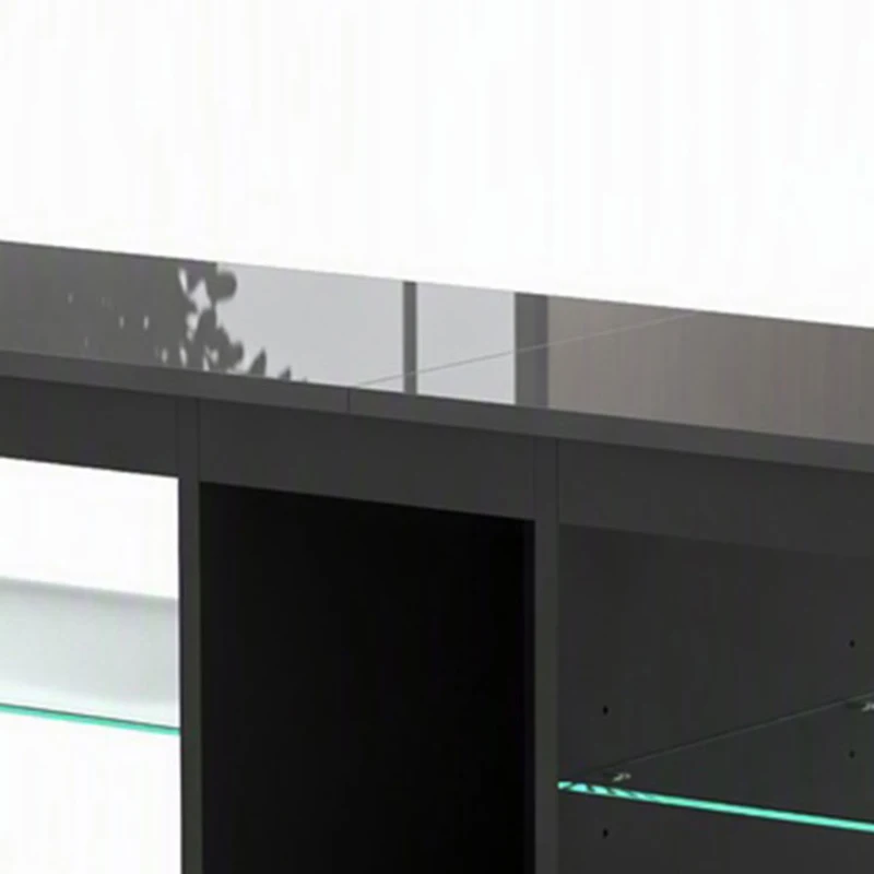 HOMCOM TV Stand Cabinet with LED Lights and Remote Control for TVs up to 65", Entertainment Centre with Storage Shelves, Black