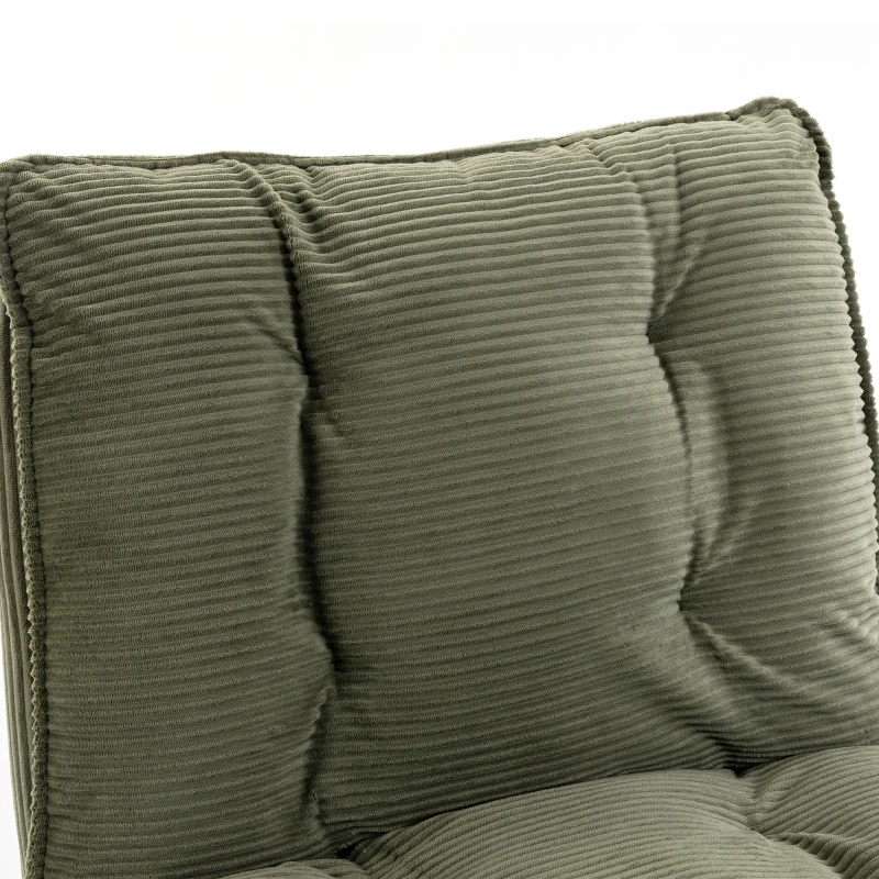 HOMCOM Loungestoel met hocker, 360° draaibaar, cordstof, in hoogte verstelbare voetenbank, groen