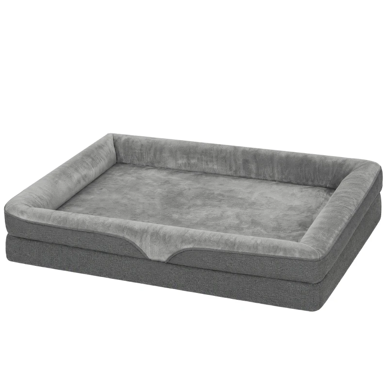 PawHut Lit pour chien avec bords surélevés base antidérapante aspect lin housse lavable coussin déperlant 91x68x16cm
