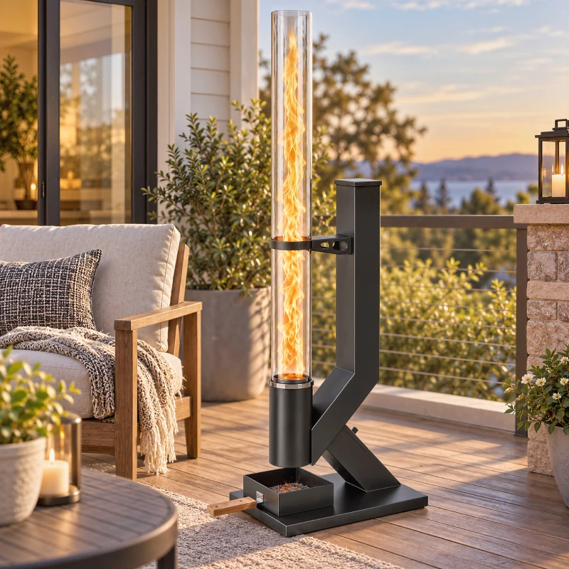 Outsunny Estufa de Pellet para Exterior 13 kW con Tubo, Negro