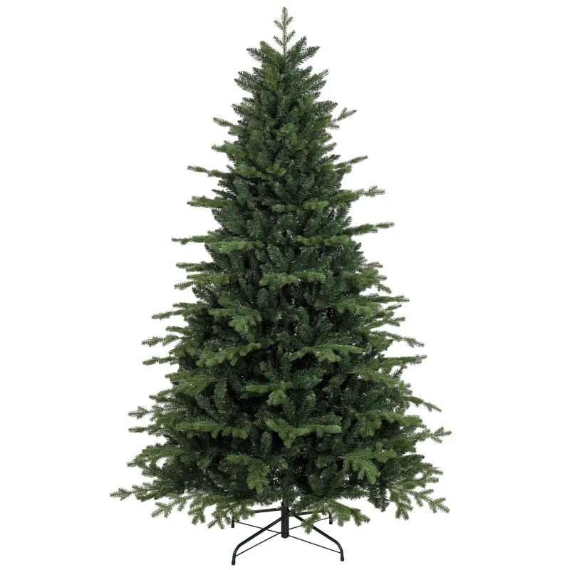 HOMCOM Árbol de Navidad Artificial 210 cm con 2080 Ramas Ignífugas Ramas Automáticas y Soporte Metálico Verde