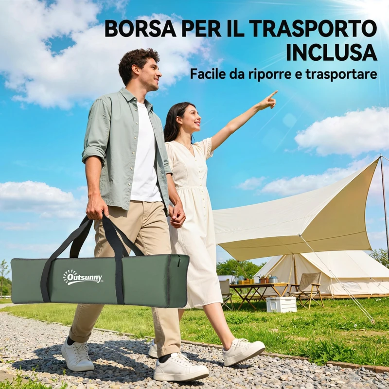 Outsunny Tenda da Campeggio a Igloo con Porta a Cerniera, Zanzariera e Finestre a Rete, 206x152x110 cm, Verde