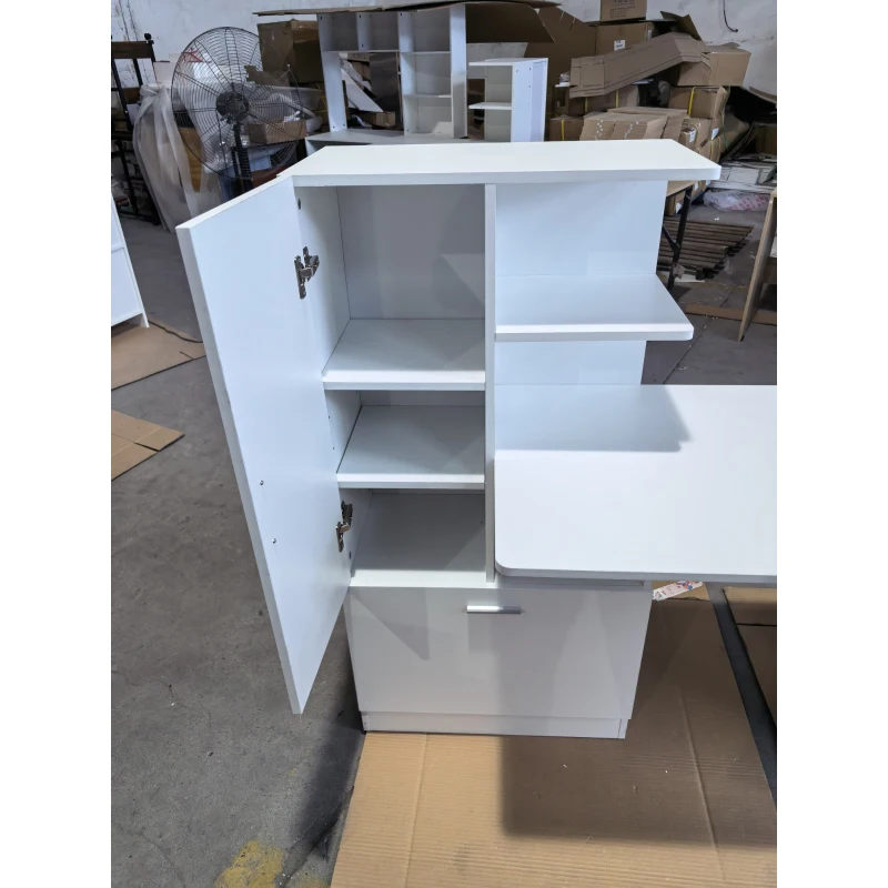 HOMCOM Computerschreibtisch mit Regal und Schrank, 150 cm, Weiß