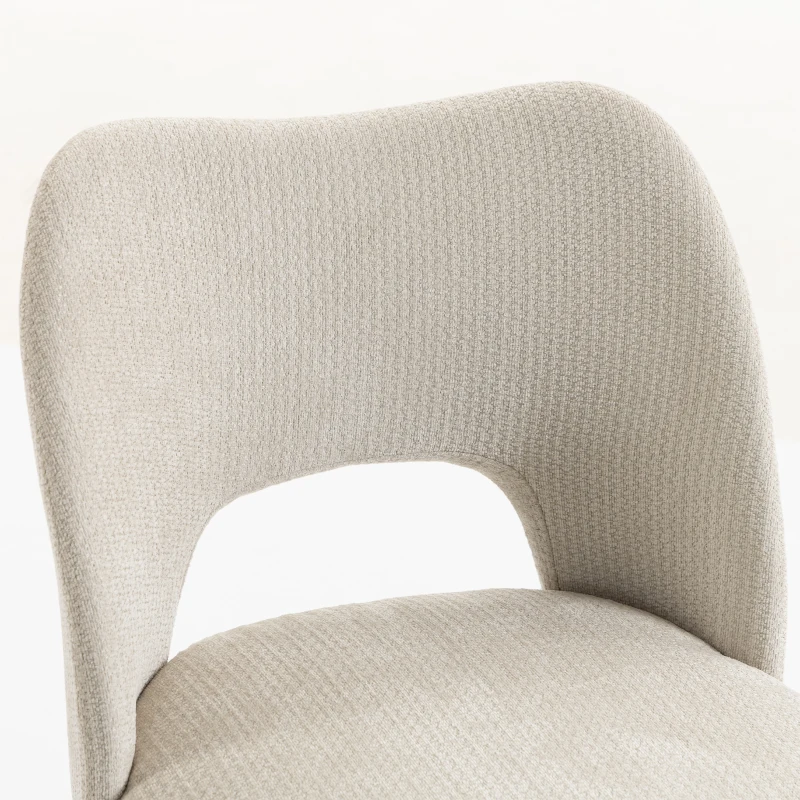 HOMCOM Dining Chairs Set Upholstered Kitchen Chenille Tool Free Assembly Rubberwood Legs, Beige