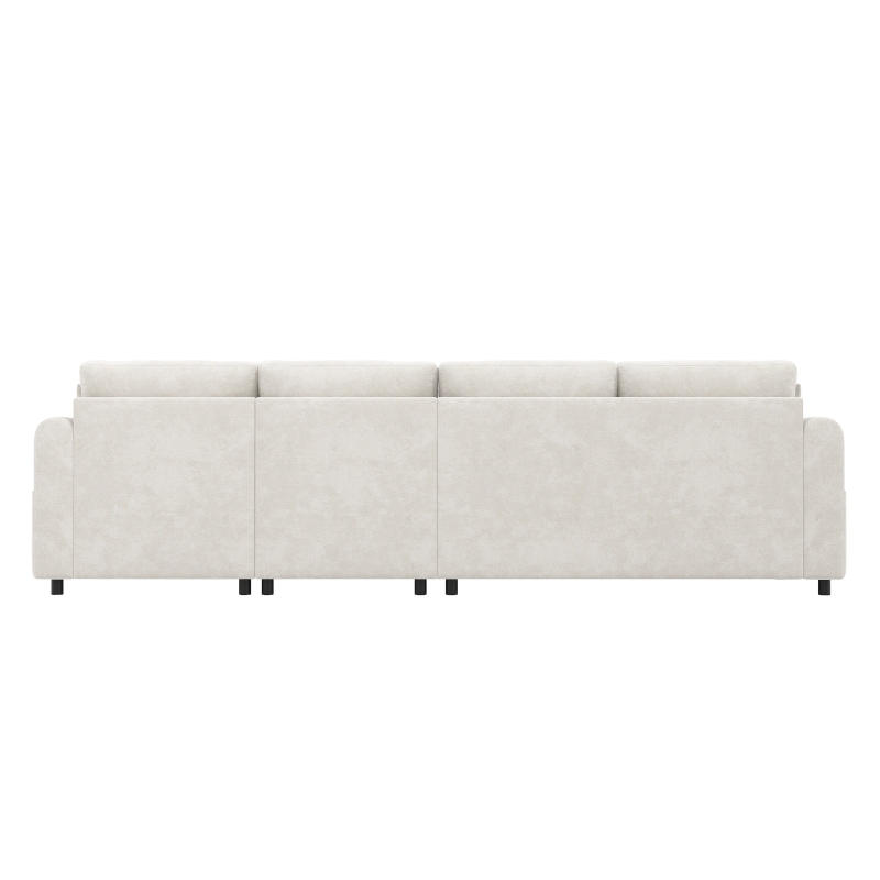 Modern Velvet L-Shaped Sectional Sofa with Storage Chaise and Tufted Back, Soft Corner Couch with Reversible Corner, 281L x 132W x 86H cm, BeigeStorage Chaise