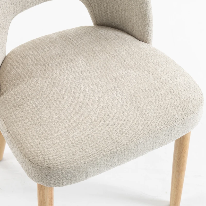 HOMCOM Dining Chairs Set Upholstered Kitchen Chenille Tool Free Assembly Rubberwood Legs, Beige