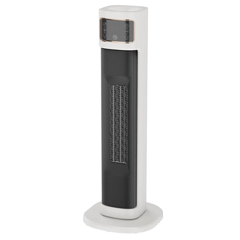 HOMCOM Calefactor Eléctrico de Cerámica con Termostato Regulable, 4 Modos, Panel Táctil, Mando a Distancia, Blanco